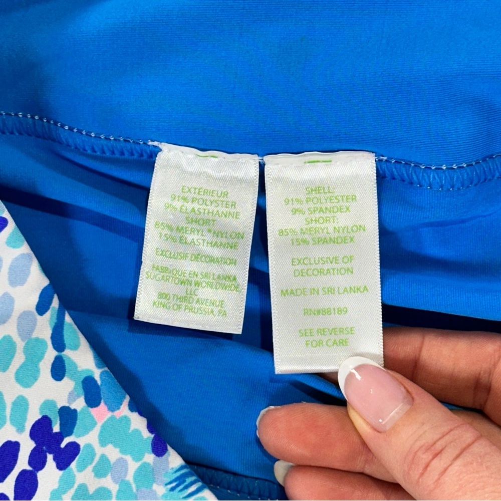 Lilly Pulitzer active skort with pockets scalloped hem blue pink size 16 - Picture 4 of 12